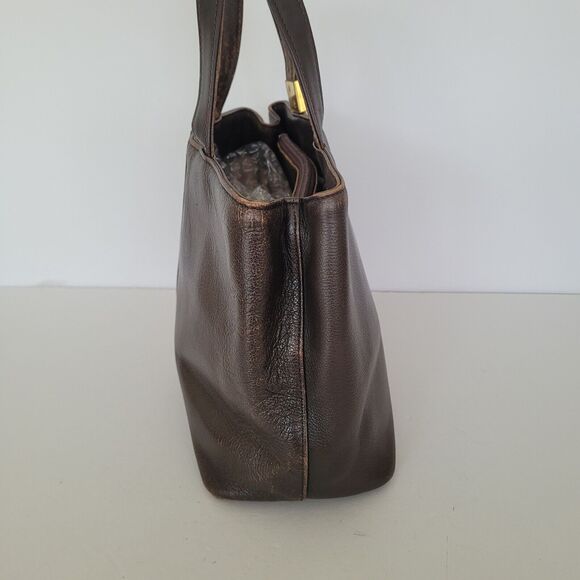 BURBERRY Tote Handbag Purse Bag Geniue Leather Medium Nova Check Lining Brown - Picture 3 of 13